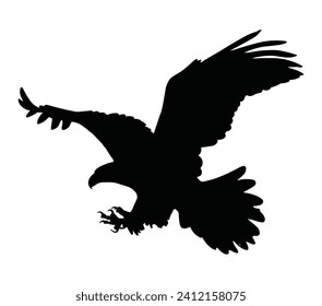 Bald eagle vector illustration in silhouette style, perfect for hunter club logo and tshirt design.