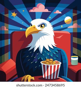 A BALD EAGLE WATCHING MOVIES