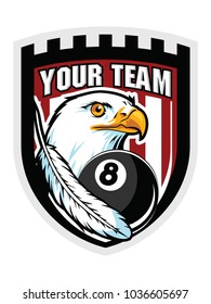 bald eagles head mascot with billiard ball badges vector