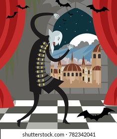 bald evil vampire in castle