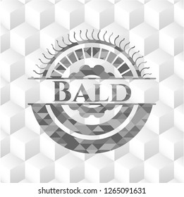 Bald grey emblem with cube white background