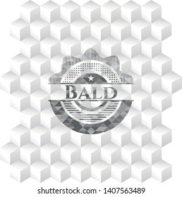 Bald grey emblem with geometric cube white background