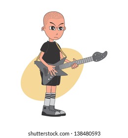 Bald Guitarist Cartoon Character Stock Vector (Royalty Free) 138480593 ...