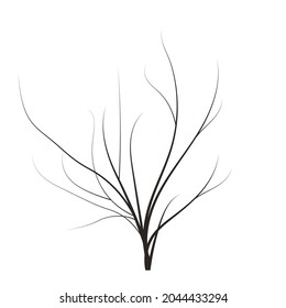 bald handdraw  tree  vector illustration element for game design. winter tree without crown. dead 