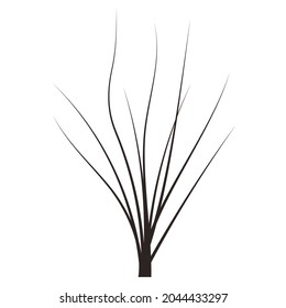 elemento de ilustración vectorial de árbol de tracción manual para el diseño de juegos. árbol de invierno sin corona. muerto 