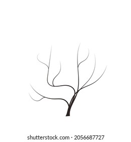 bald handdraw  tree  vector illustration element for game design. winter tree without crown. dead 