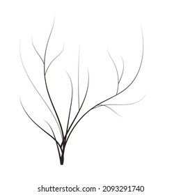 elemento de ilustración vectorial de árbol de tracción manual para el diseño de juegos. árbol de invierno sin corona. árbol muerto