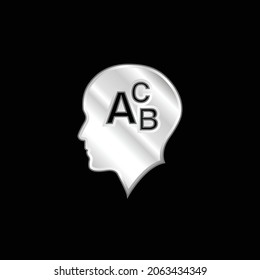 Bald Head With Alphabet Letters ABC silver plated metallic icon