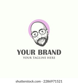 Bald head and beard logo design