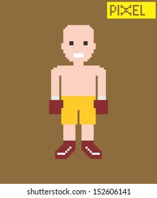 bald head boxer pixel art character