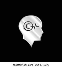 Bald Head With Copyright Symbol And Lifeline Inside silver plated metallic icon