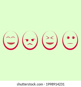 bald head emojis like an egg, angry, smiling and laughing.
