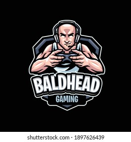 Bald Head Gaming Mascot Logo Template