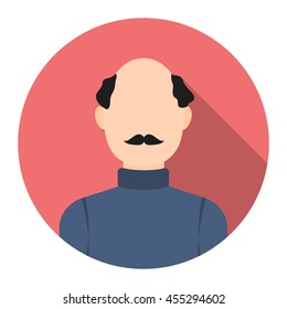Bald head icon flat. Single avatar,peaople icon from the big avatar collection.