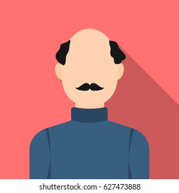 Bald head icon flat. Single avatar,peaople icon from the big avatar flat.