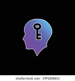 Bald Head With A Key Inside blue gradient vector icon