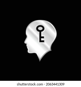 Bald Head With A Key Inside silver plated metallic icon