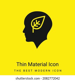 Bald Head With Leaf minimal bright yellow material icon
