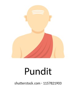 
Bald Head Man With Shiva Tilak On Forehead Representing Pundit Icon
