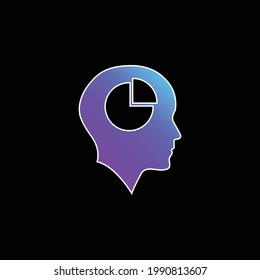 Cabeza calva con gráfico circular dentro del icono del vector de gradiente azul