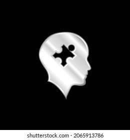 Bald Head With Puzzle Piece silver plated metallic icon