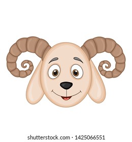 bald head of a RAM with horns. cartoon animals.