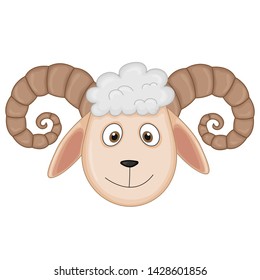 bald head of a RAM with horns. cartoon animals.