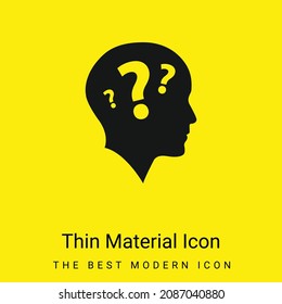 Bald Head Side View With Three Question Marks minimal bright yellow material icon