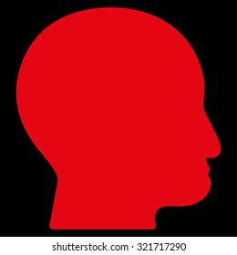 Bald Head vector icon. Style is flat symbol, red color, rounded angles, black background.