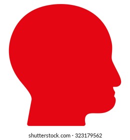 Bald Head vector icon. Style is flat symbol, red color, rounded angles, white background.