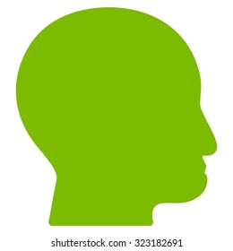 Bald Head vector icon. Style is flat symbol, eco green color, rounded angles, white background.