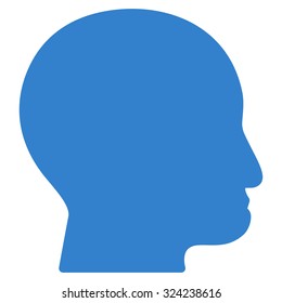 Bald Head vector icon. Style is flat symbol, cobalt color, rounded angles, white background.
