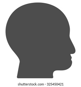 Bald Head vector icon. Style is flat symbol, gray color, rounded angles, white background.
