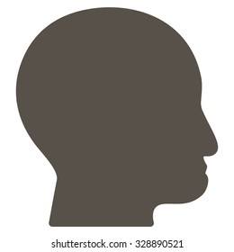 Bald Head vector icon. Style is flat symbol, grey color, rounded angles, white background.