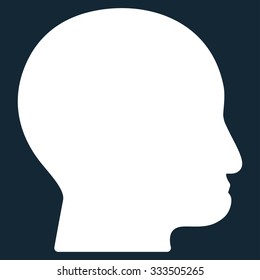 Bald Head vector icon. Style is flat symbol, white color, rounded angles, dark blue background.