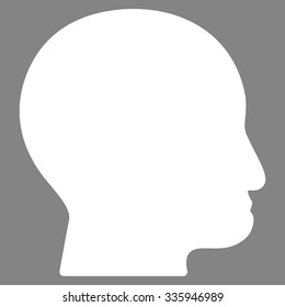 Bald Head vector icon. Style is flat symbol, white color, rounded angles, gray background.