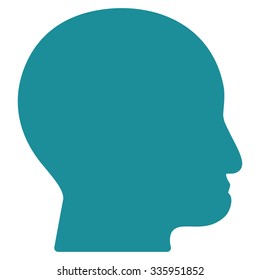 Bald Head vector icon. Style is flat symbol, soft blue color, rounded angles, white background.