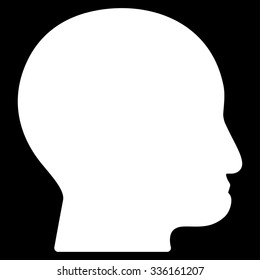 Bald Head vector icon. Style is flat symbol, white color, rounded angles, black background.