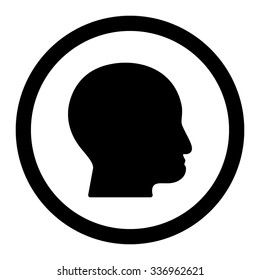 Bald Head vector icon. Style is flat rounded symbol, black color, rounded angles, white background.