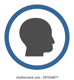 Bald Head vector icon. Style is bicolor flat rounded symbol, cobalt and gray colors, rounded angles, white background.