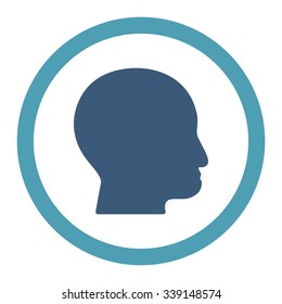 Bald Head vector icon. Style is bicolor flat rounded symbol, cyan and blue colors, rounded angles, white background.