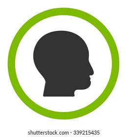 Bald Head vector icon. Style is bicolor flat rounded symbol, eco green and gray colors, rounded angles, white background.