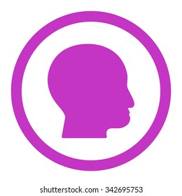 Bald Head vector icon. Style is flat rounded symbol, violet color, rounded angles, white background.