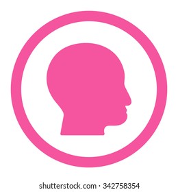 Bald Head vector icon. Style is flat rounded symbol, pink color, rounded angles, white background.