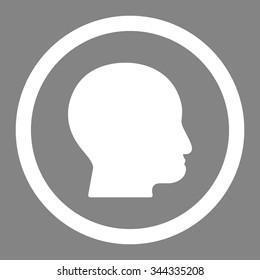 Bald Head vector icon. Style is flat rounded symbol, white color, rounded angles, gray background.
