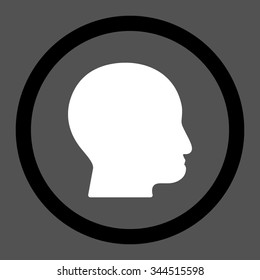 Bald Head vector icon. Style is bicolor flat rounded symbol, black and white colors, rounded angles, gray background.