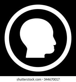 Bald Head vector icon. Style is flat rounded symbol, white color, rounded angles, black background.