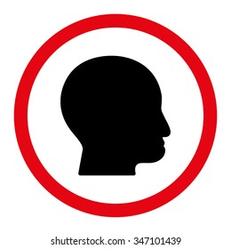 Bald Head vector icon. Style is bicolor flat rounded symbol, intensive red and black colors, rounded angles, white background.