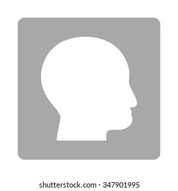 Bald Head vector icon. Style is flat rounded square button, white and silver colors, white background.