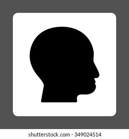 Bald Head vector icon. Style is flat rounded square button, black and white colors, gray background.